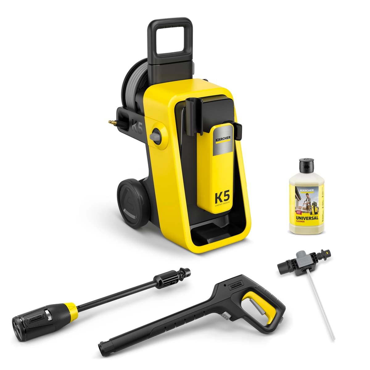 Kärcher hidrolimpiadora K 5 Comfort Premium, presión: 145 Bar, caudal: 500 l/h, Superficie: 40 m²/h, Manguera de Alta presión Extra Flexible, enrollador de mangueras, Multi Jet 4 en 1