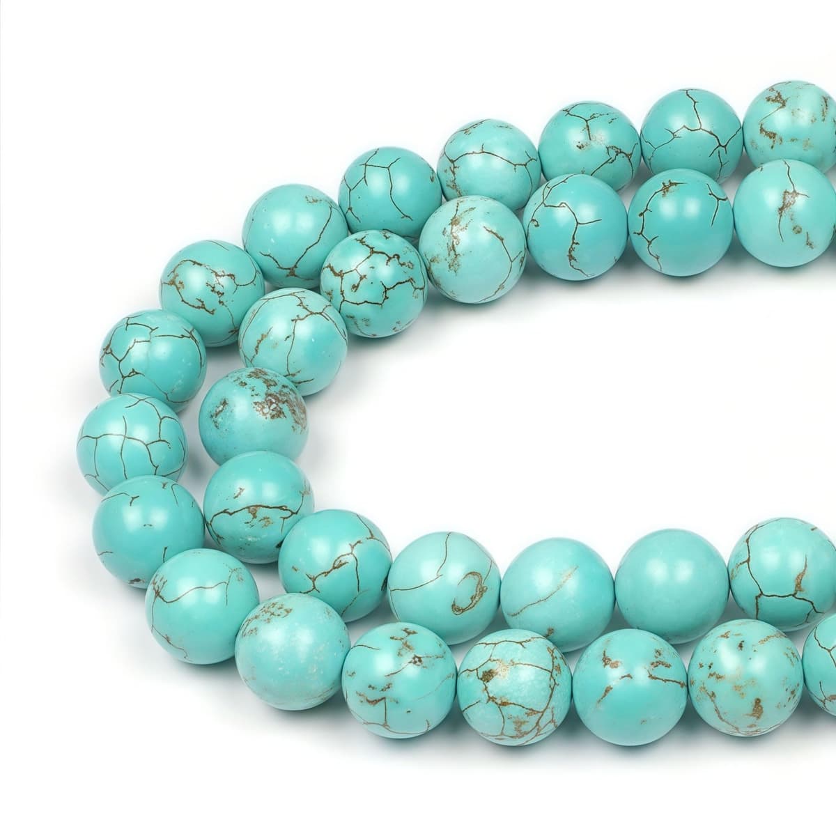 MJDCB 10mm 35 piezas Cuentas de Piedra Turquesa Redondas Sueltas Piedras Semipreciosas para Hacer Joyas Pulseras Collares