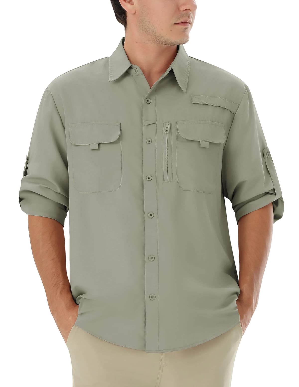 Camisa Hombre Casual Outdoor para Pesca y Senderismo, Camisa de Protección Solar UPF 50+ con Secado Rápido, Camisa Técnica Transpirable de Manga Larga para Viaje