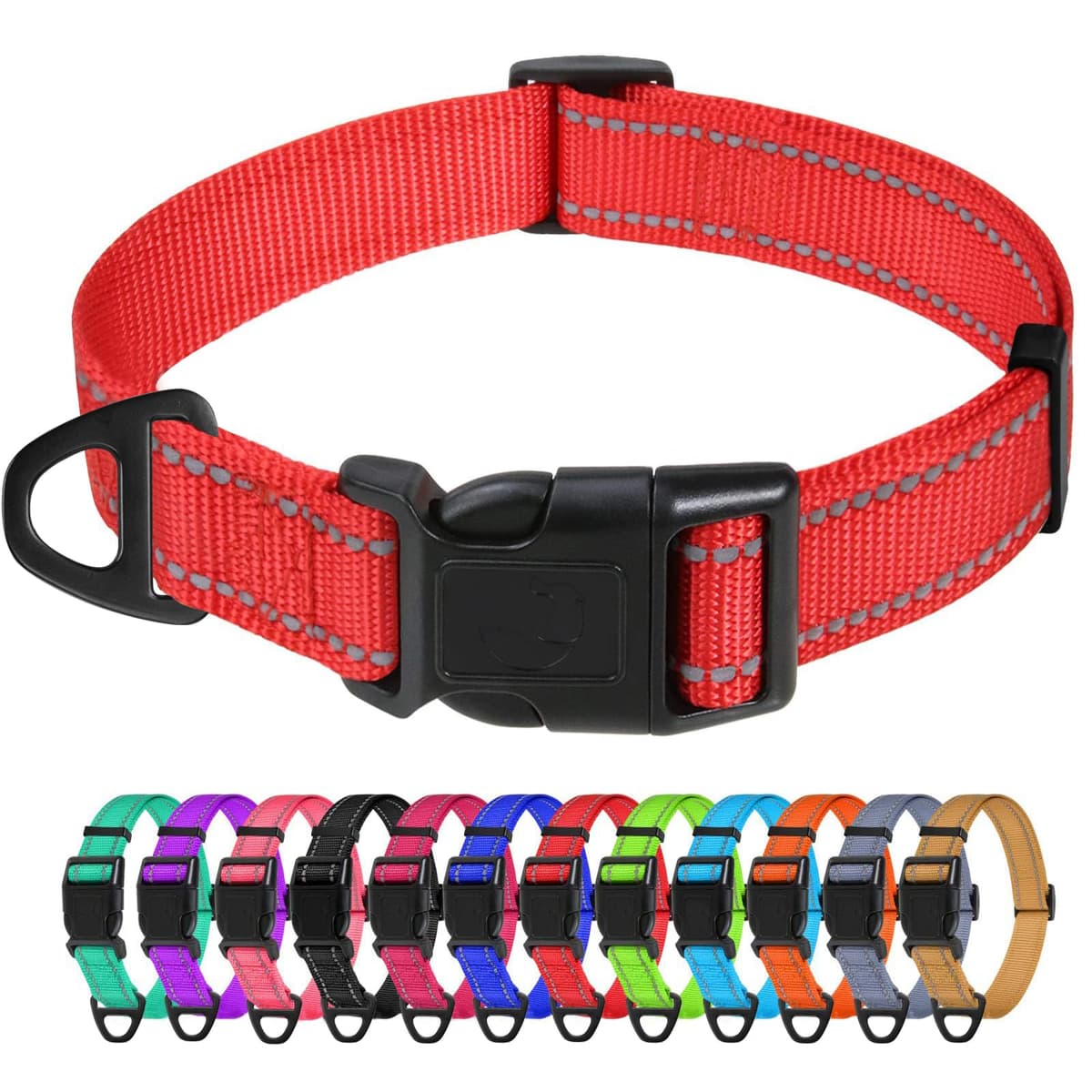 TagME Collar Perro Ajustable,Collar Nylon Reflectante,para Caminar Correr Entrenamiento,para Perros Pequeños,Rojo,1.5cm De Ancho