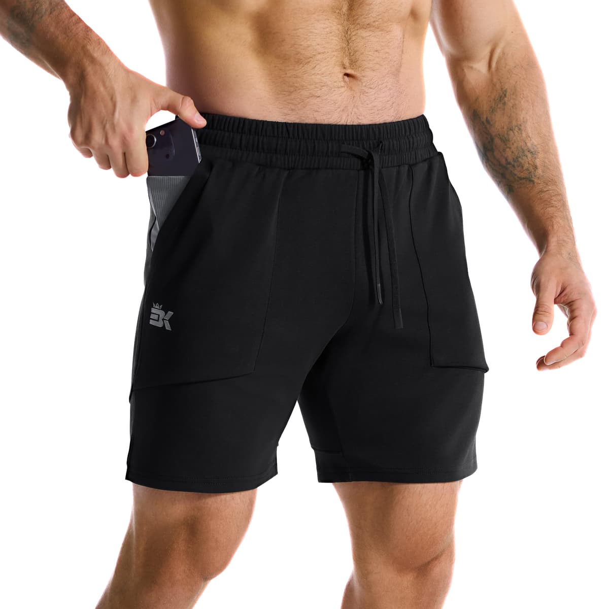 ZENWILL FlotaBols Pantalones Cortos Deporte Cremallera Hombre Pantalón Corto Gym Transpirable,Shorts Elástica Algodón Running