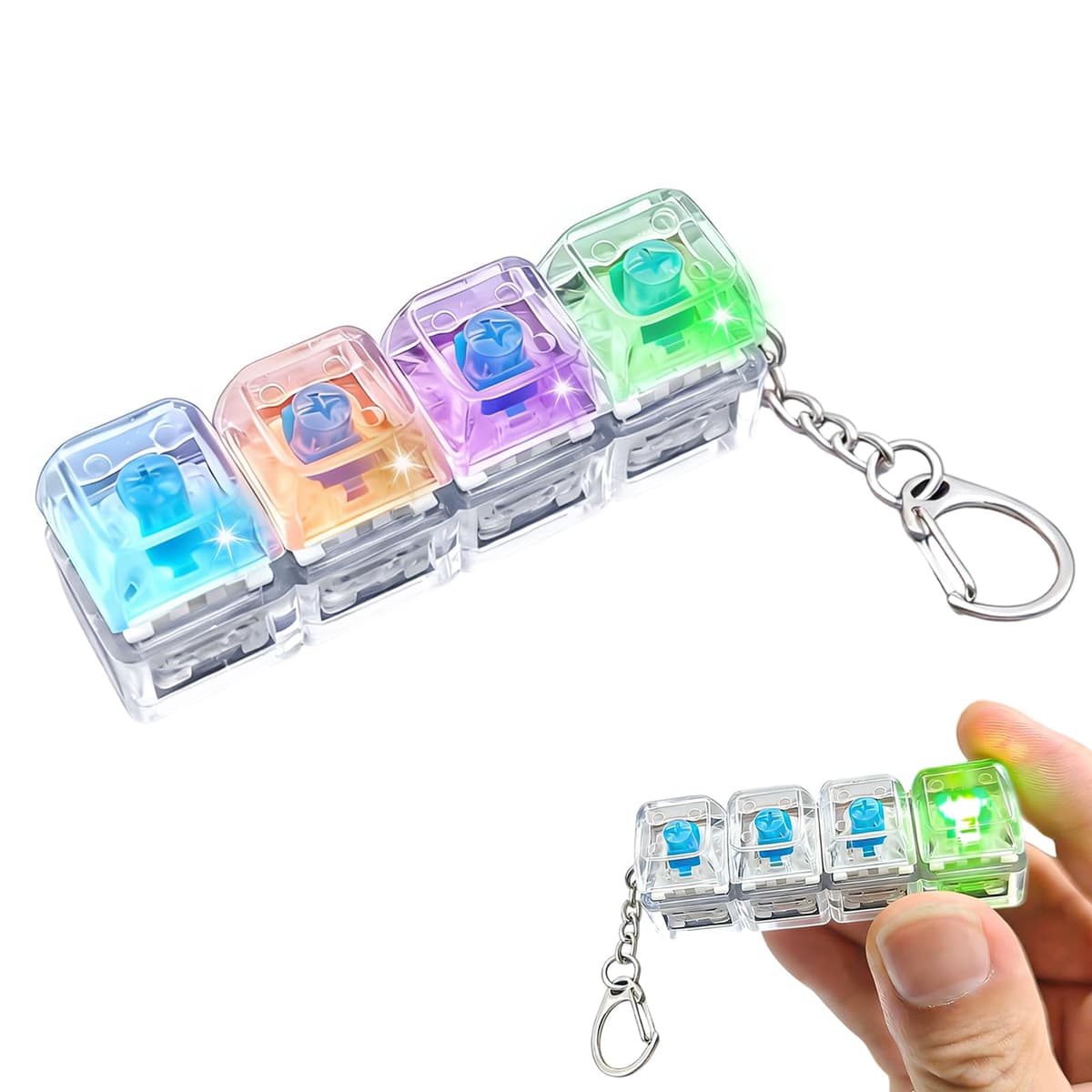 TaimeiMao Juguete Teclado Fidget, Mini Teclado Transparente, Llavero Fidget de Teclado, Teclado Antiestrés, Alivio del Estrés, Juguetes Antiestrés para Pasar el Rato para Hombres y Mujeres