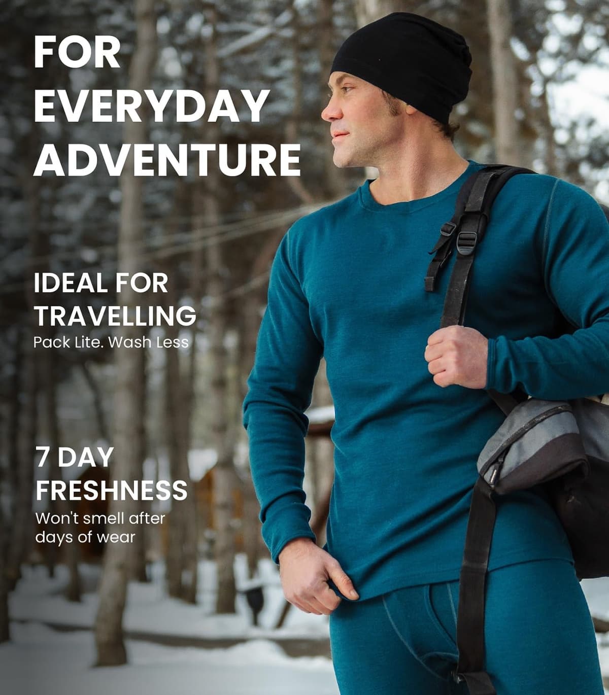 Merino.tech Merino Wool Base Layer - Mens 100% Merino Wool Long Sleeve Thermal Shirts Heavyweight, Midweight, Lite with Socks — view 5