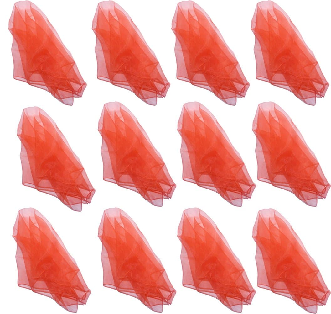 Hoerev Marca Malabares y pañuelos de Baile Paquete de 12 Aprox,40cm x 40cm,12 Rojo