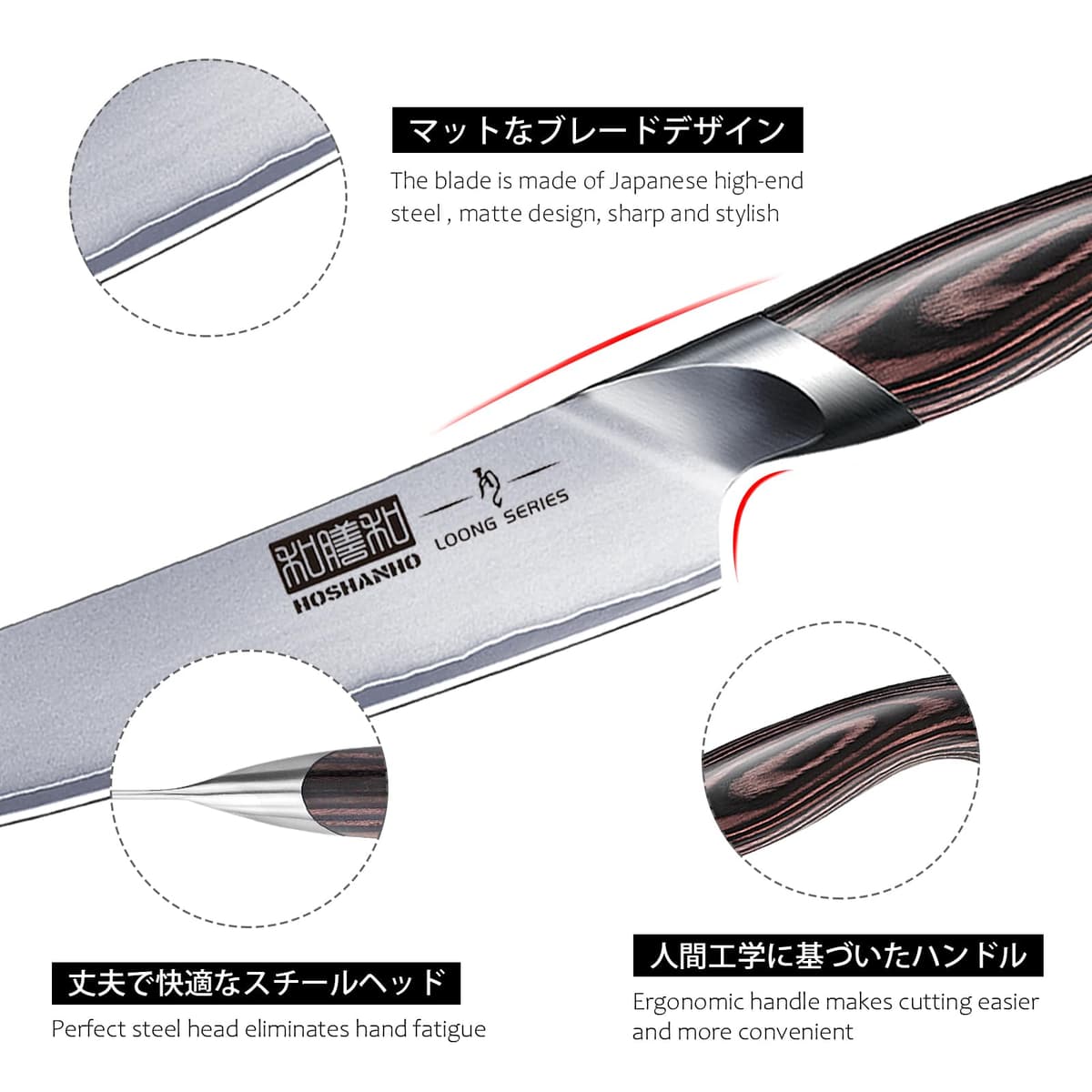 HOSHANHO 6 Inch Kitchen Knife, Ultra Sharp Japanese High Carbon Stainless Steel Chef Knife, Multipurpose Kitchen Utility Knife with Ergonomic Pakkawood Handle — view 2