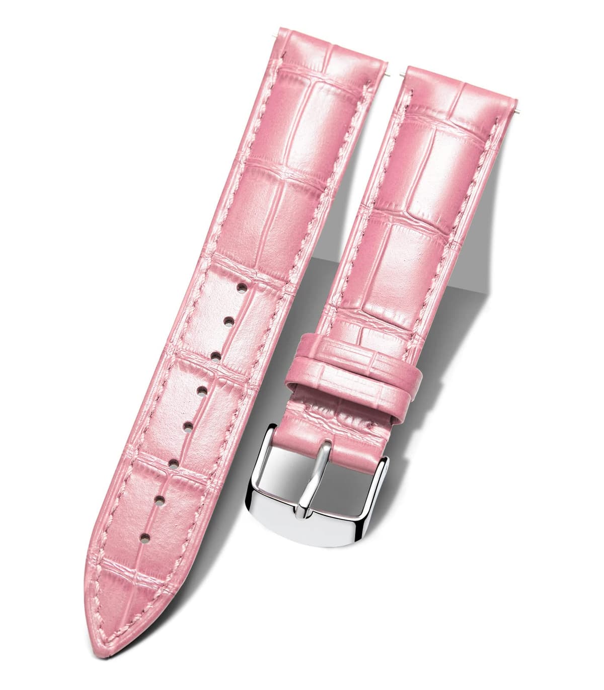 BINLUN Quick Release Leather Watch Straps Replacement Watch Bands Smart Watch Strap Crocodile Pattern in 10 Colors 13 Sizes with Silver/Gold/Rose-Gold Buckle for Men Women(10mm-24mm)