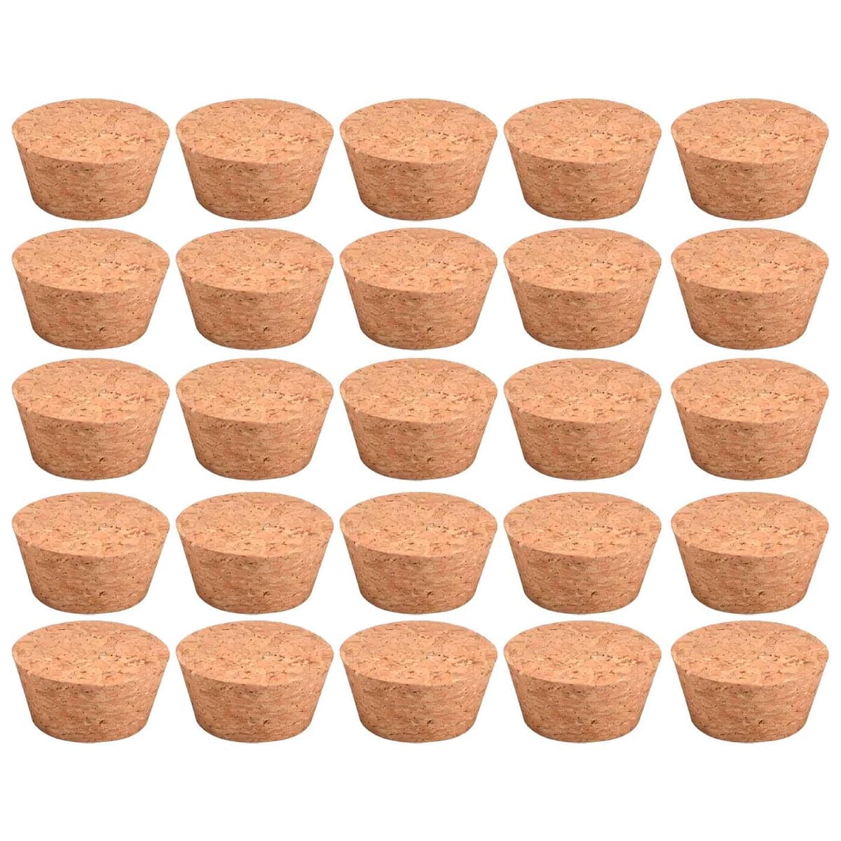 Acan Tradineur - Pack de 25 tapones de corcho para botellas - Forma de Cono - Ideal paragarrafas, botes, frascos, bar, restaurante, vino, aceite - 5 Packs de 5 corchos - 3,3 x 2,9 x 1,8 cm