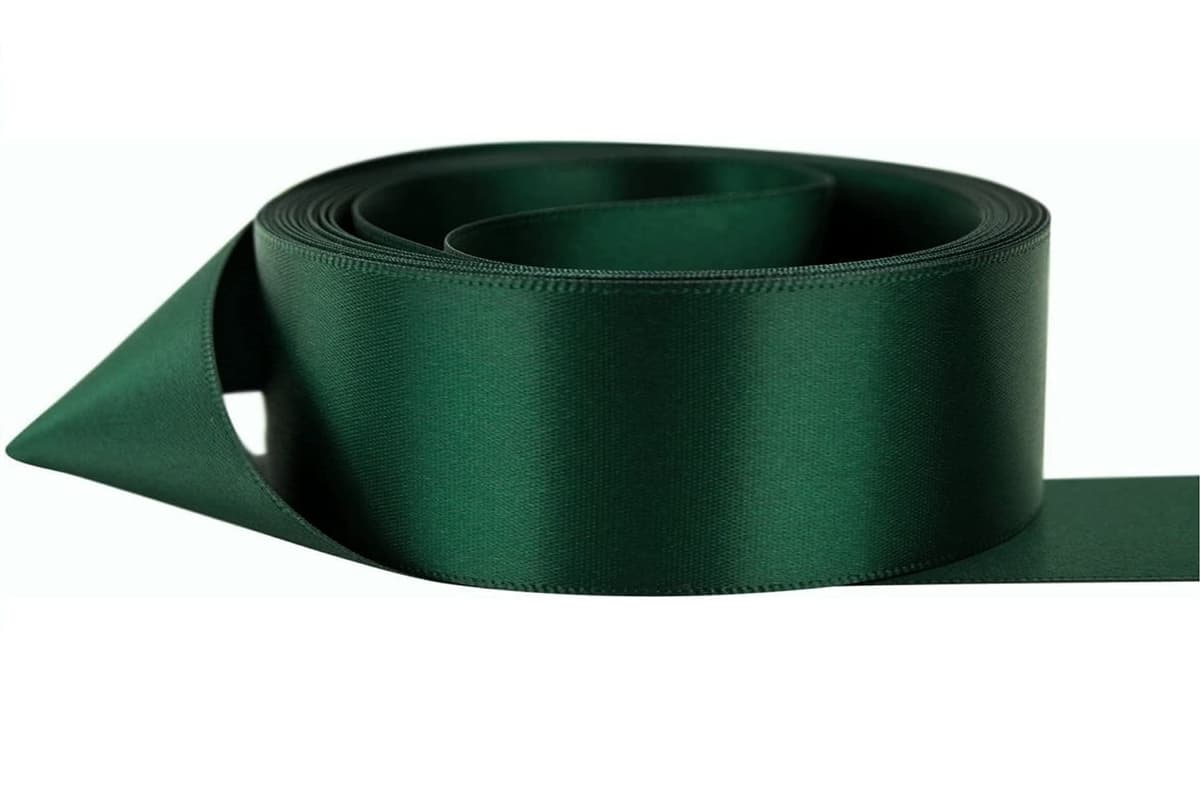 Double Sided Satin Ribbon 25mm x 10 Meters, Wedding Favours Home Decoration Easter Christmas, Bows Car, Sewing, Balloons Hairs, DIY, Bouquets (Dark Green)