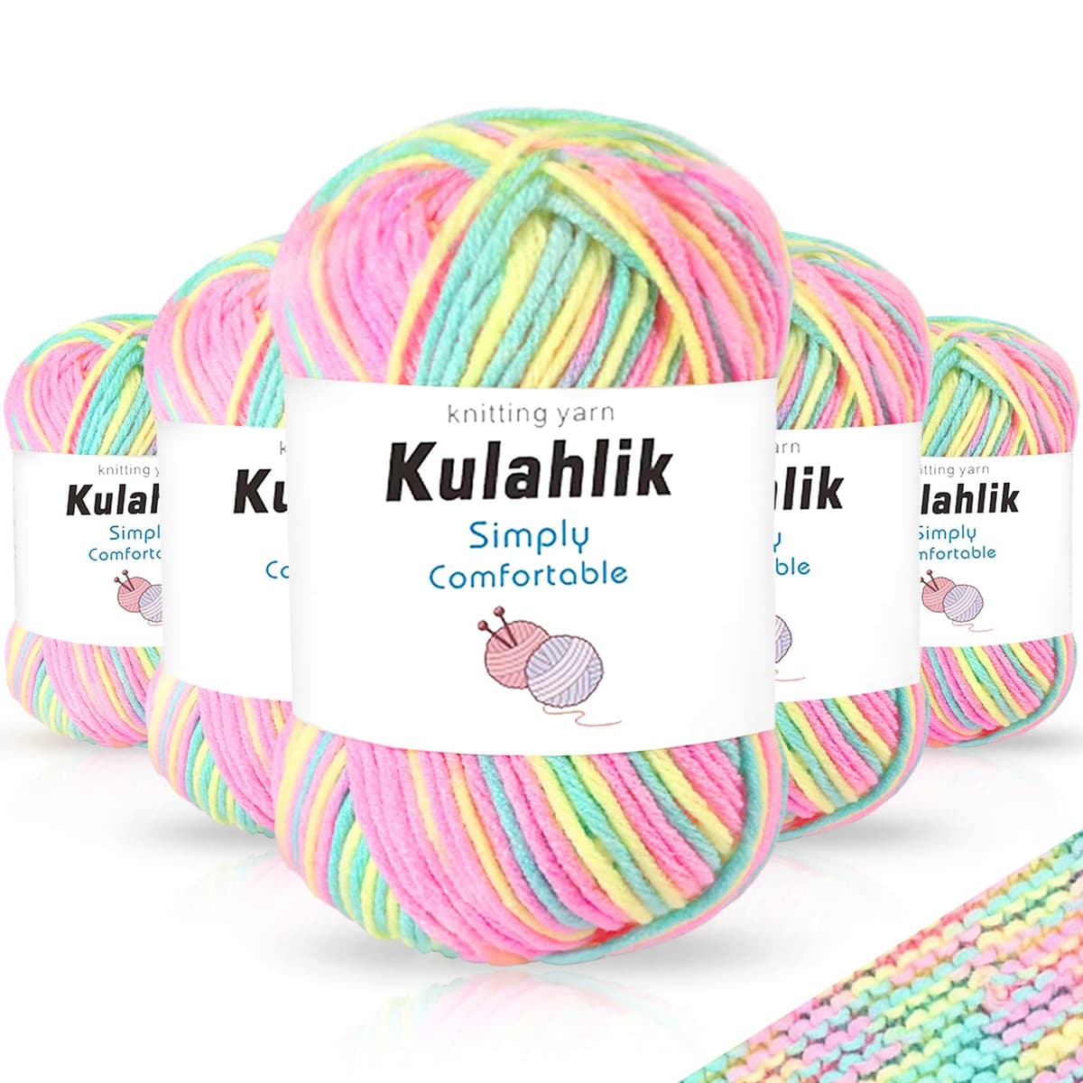 250g(5x50g) Acrylic Yarn for Crochet/Knitting, Colorful Gradient Yarn Thread, 5 Rolls Skeins, Perfect for Any Knitting Crochet and Crafts Mini Project