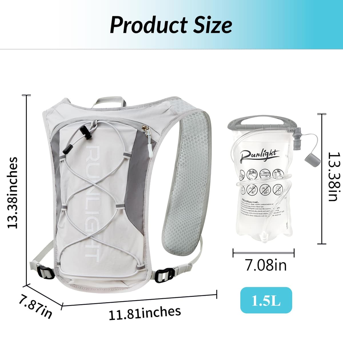 Running Vest Women Men,Night Reflective Hydration Vest Pack with 1500ml Soft Water Bottle,Adjustable Hydration Vest For Hiking Trail Cycling Marathon