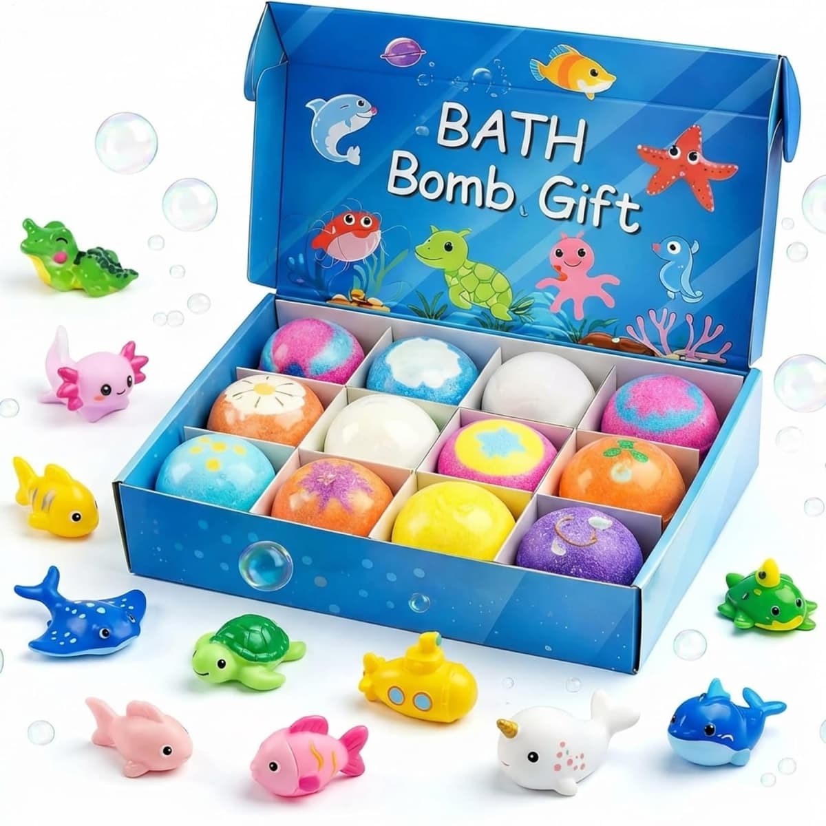 Bola De Baño con Juguetes - Bola De Baño Hecha A Mano | Bolas De Sal De Gaseosas | para Niños Y Niñas | Textura Suave para Piel Sensible Y Seca