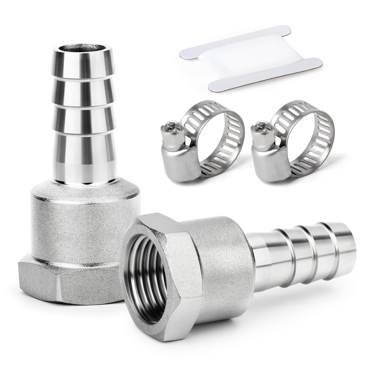 2 Pieza Racores de acero inoxidable 304 con espiga, de 19 mm a rosca hembra BSP de 3/4", conectores industriales de compresión para sistemas de agua, combustible, aire y hidráulicos