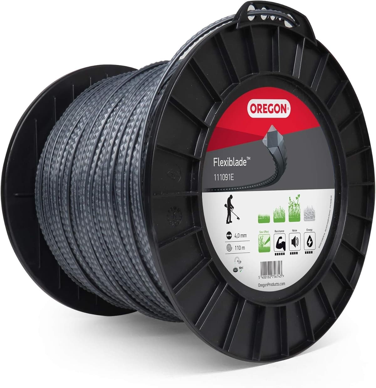 Oregon Hilo Dentado para Desbrozadora 4mm, Hierba, Maleza, Vegetación y más, Hilo de Nylon de Gran Resistencia, Compatible con la Mayoría de Modelos Estándar, 4.0mm x 110m (111091E)