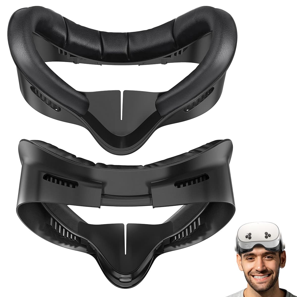 Almohadilla Facial de Realidad Virtual, Interfaz Facial Compatible con Accesorios Meta/Oculus Quest 3S, Almohadilla Facial de PU Suave como Repuesto para Quest 3S