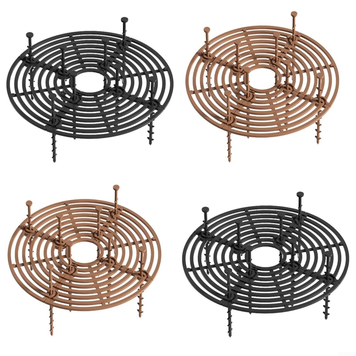 Paquete de 4 rejillas para macetas de 19/30 cm, protectores de suelo de animales, gatos, perros, de plástico para el hogar, jardín, marrón y negro (A)