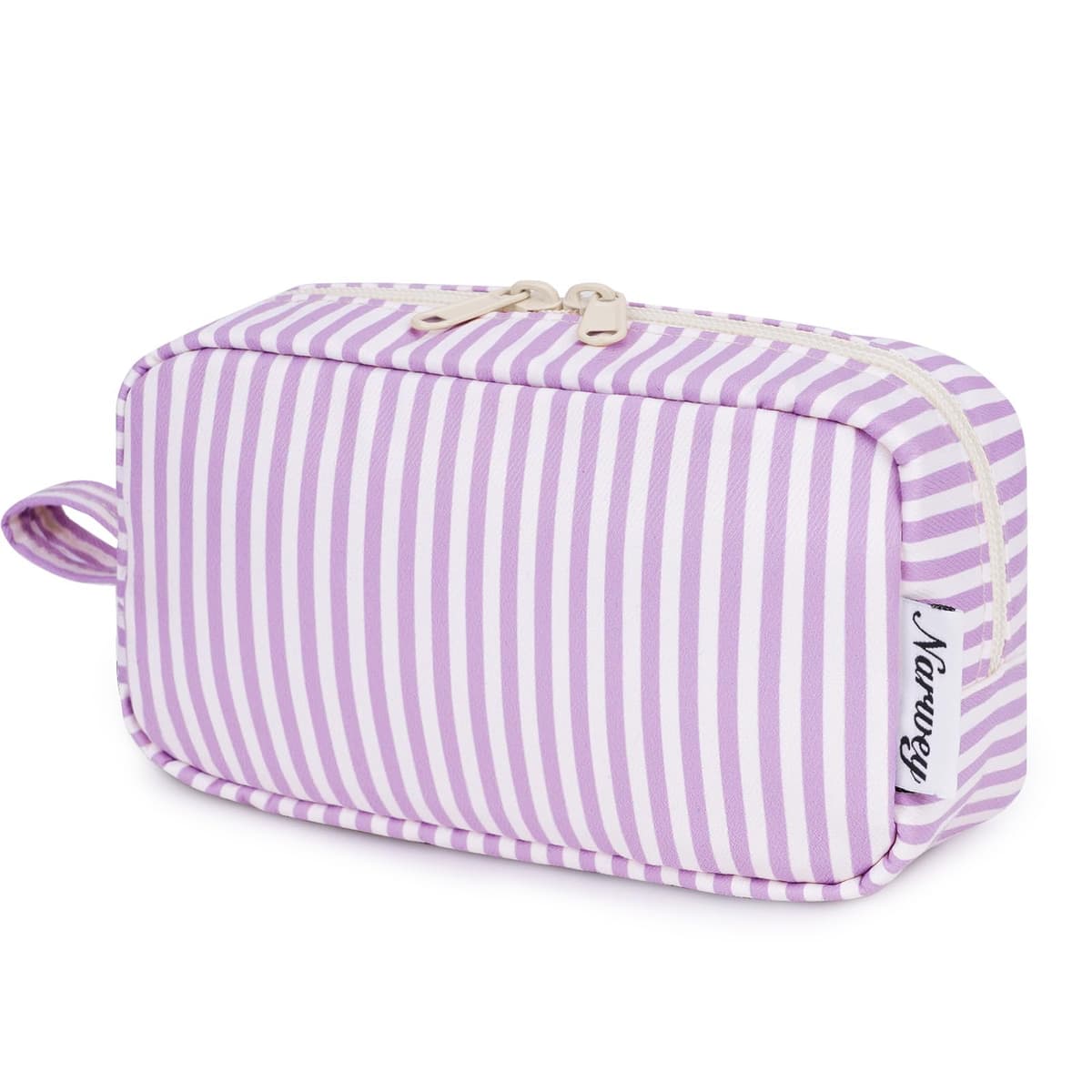 Small Makeup Bag for Purse Travel Makeup Pouch Mini Cosmetic Bag Zipper Pouch for Women(Purple Stripe, Small)