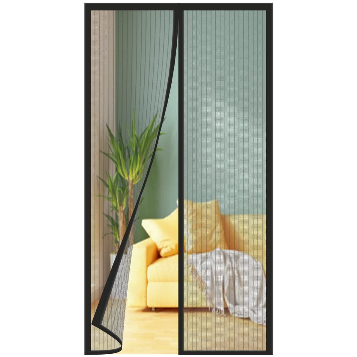 WENT Mosquitera Puerta Magnetica 140x210 cm, Rayas Negras