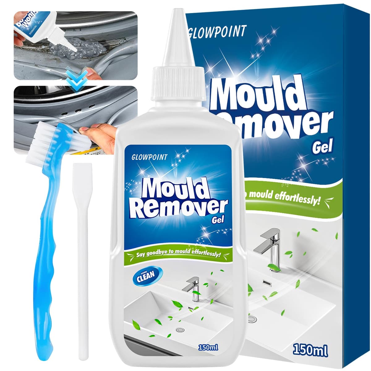 Mould Remover Gel, Large Capacity 150ML Black Mould & Mildew Remover, Deep Cleaner for Washing Machine, Bathroom, Kitchen Sink, Tile & Grout
