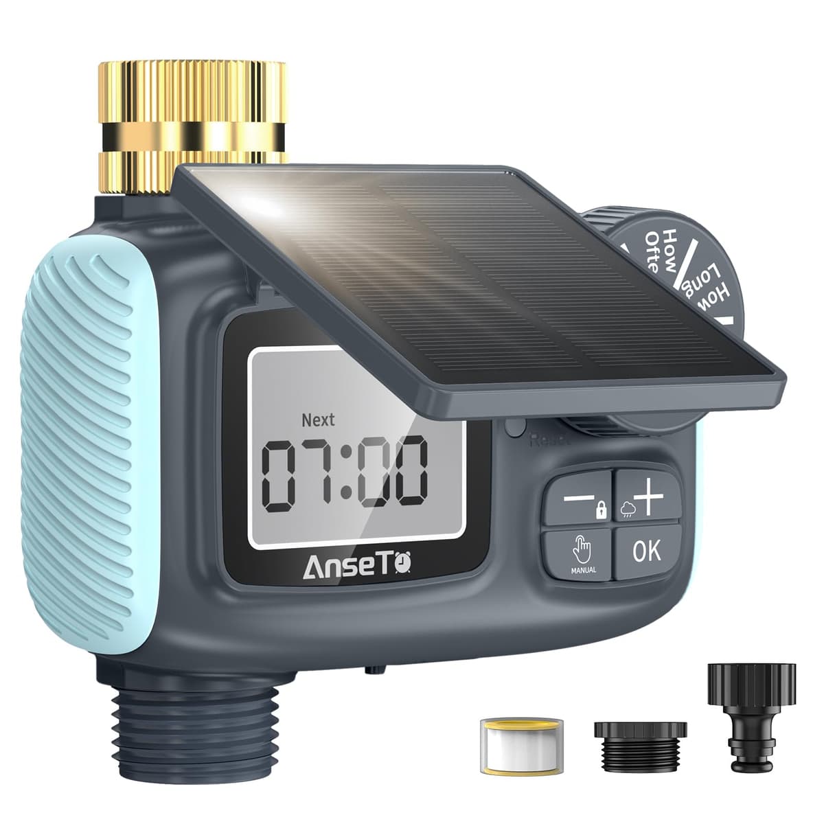 Programa de Riego Automático,LCD Temporizador de Riego Compatible con Carga Solar y Tipo C, con Temporizador Automático,para Riego de Jardines,Céspedes,Huertos o en Temporada