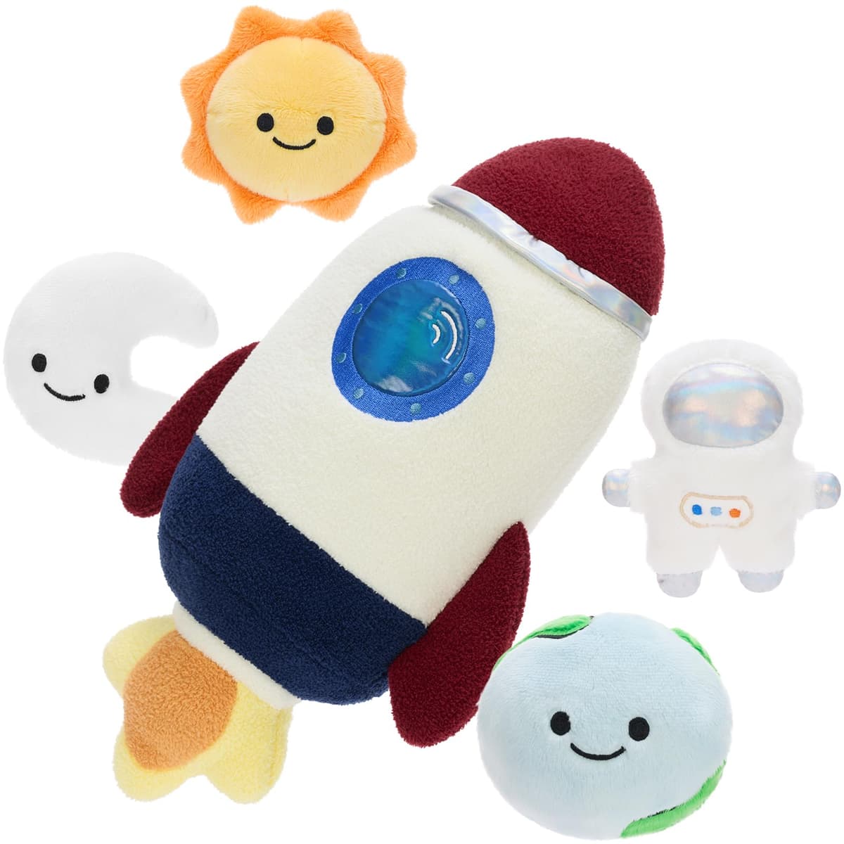MorisMos 37cm Big Rocket Space Soft Toy Set, Large Cuddly Fluffy Astronaut Plush, Giant Stuffed Gift Kids Birthday