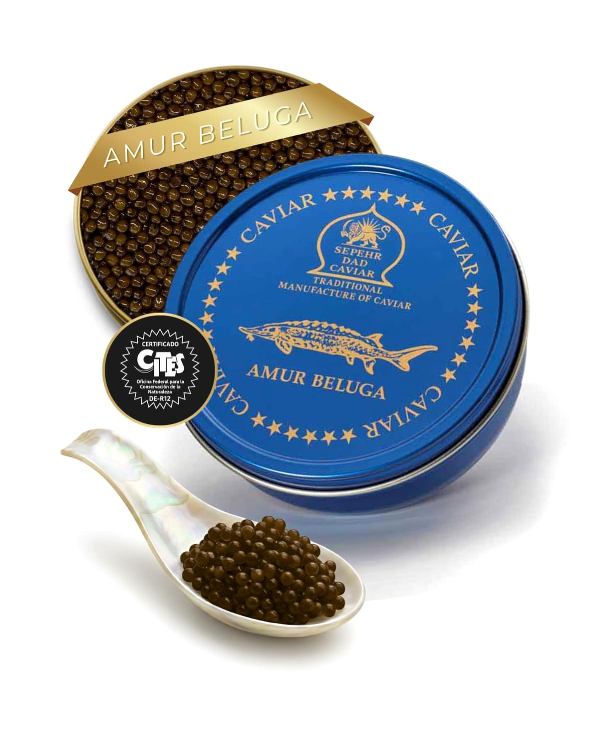 Sepehr Dad Caviar Beluga de l'Amour | Huevas de pescado clase A | cría NC | 30 gramos