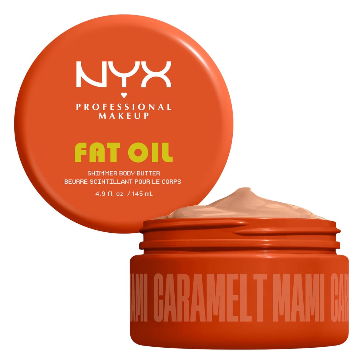NYX Body Butter, Fat Oil Whipped Body Moisturiser - Caramelt Mami, Golden Warm Glow Finish, 24hr Hydration with Shea Butter & Avocado Oil, Fast Absorbing, Vegan