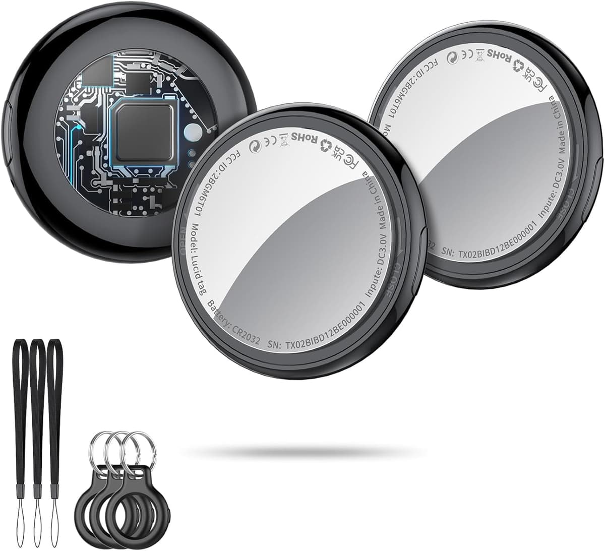 Air Tags-3 Pack Black, 5.3 Bluetooth Item Finder Compatible with Apple Find My APP (iOS Only), 100dB Beep Smart Tag Replaceable Battery, air tracker and Locator for Keys/Luggage/Bags/Wallets etc