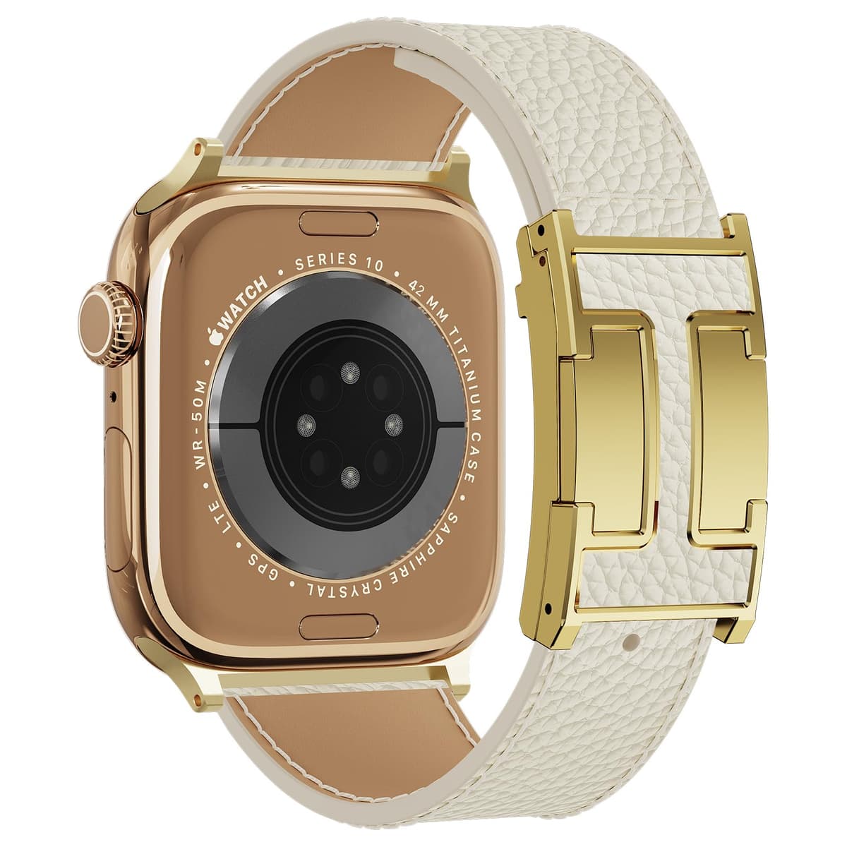 Leather Watch Band with Magnetic Buckle,Dressy Apple Watch Ultra Leather Band Rugged Durable Replacement Strap for Men & Women