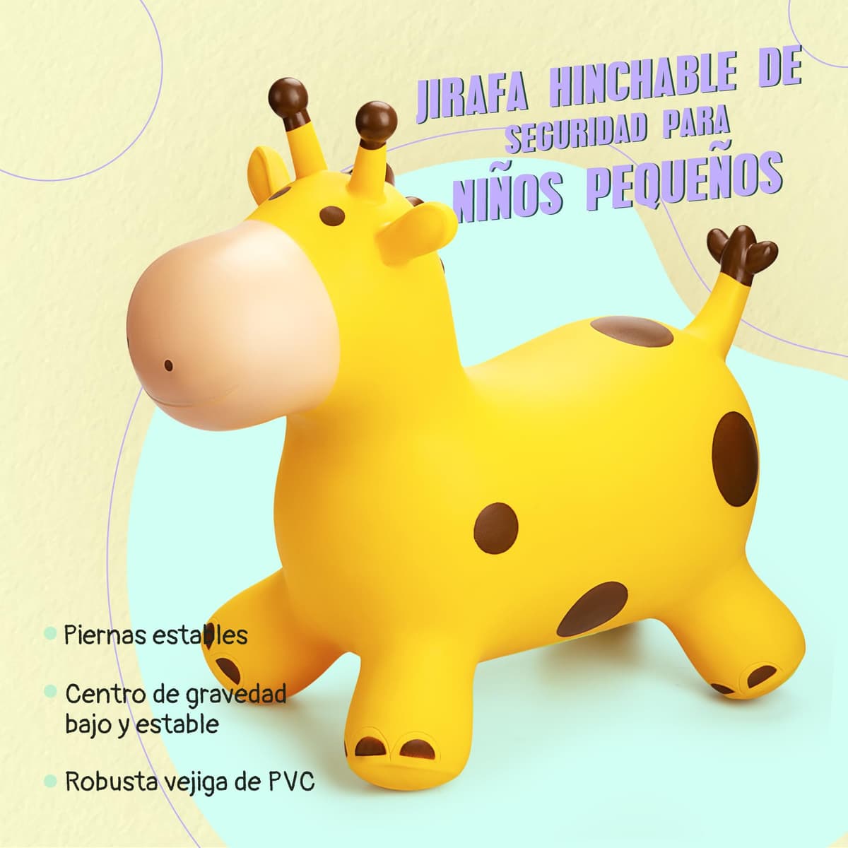 U&C Plant Animal Saltarín Caballo con Bomba Saltador niños Animal de Salto Saltar para niños de 1 a 6 años Bouncy Animal para Bebes & niño pequeño Sin BPA,Jirafa