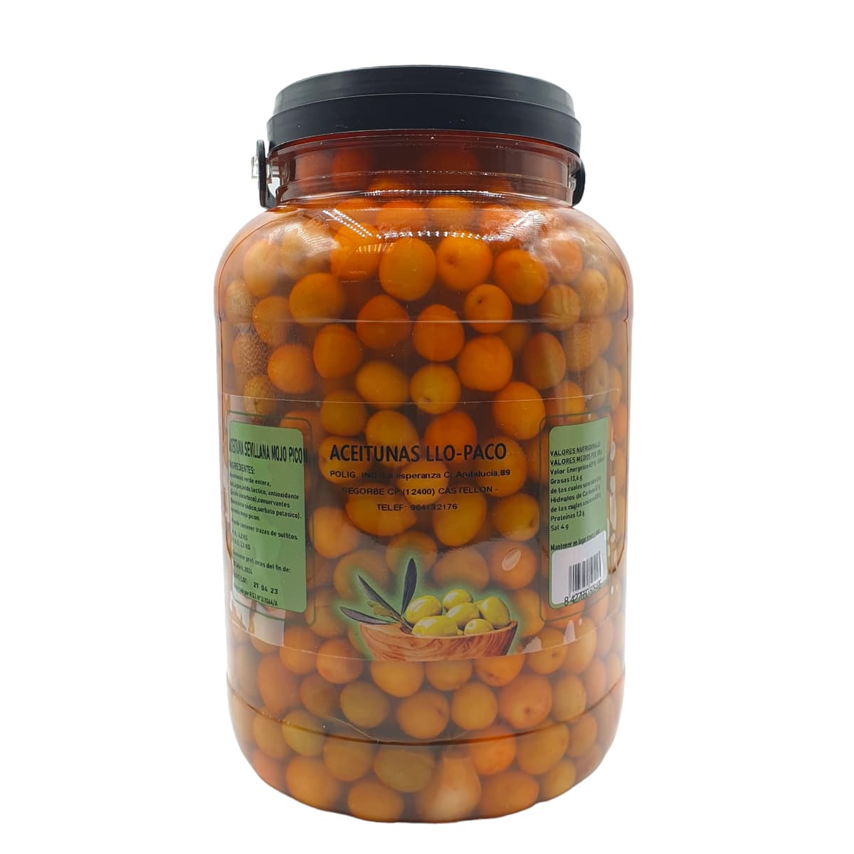 Aceitunas Mojo Picon - Garrafa Pet de Olivas Mojo Picon de 4,2 kg. - Aceitunas Mojo Picon Llo-Paco
