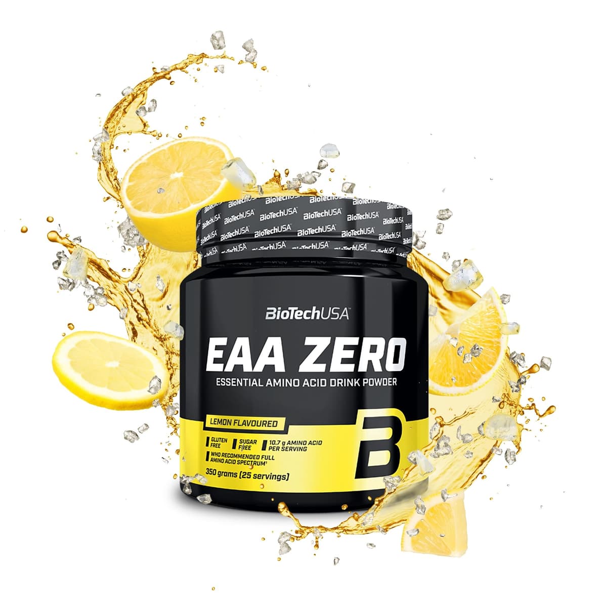BioTechUSA EAA Zero - Essential Amino Acid Power | 7160mg EAA/porción | Proporción recomendada por la OMS | Sin azúcar, sin gluten, 350 g, Limón