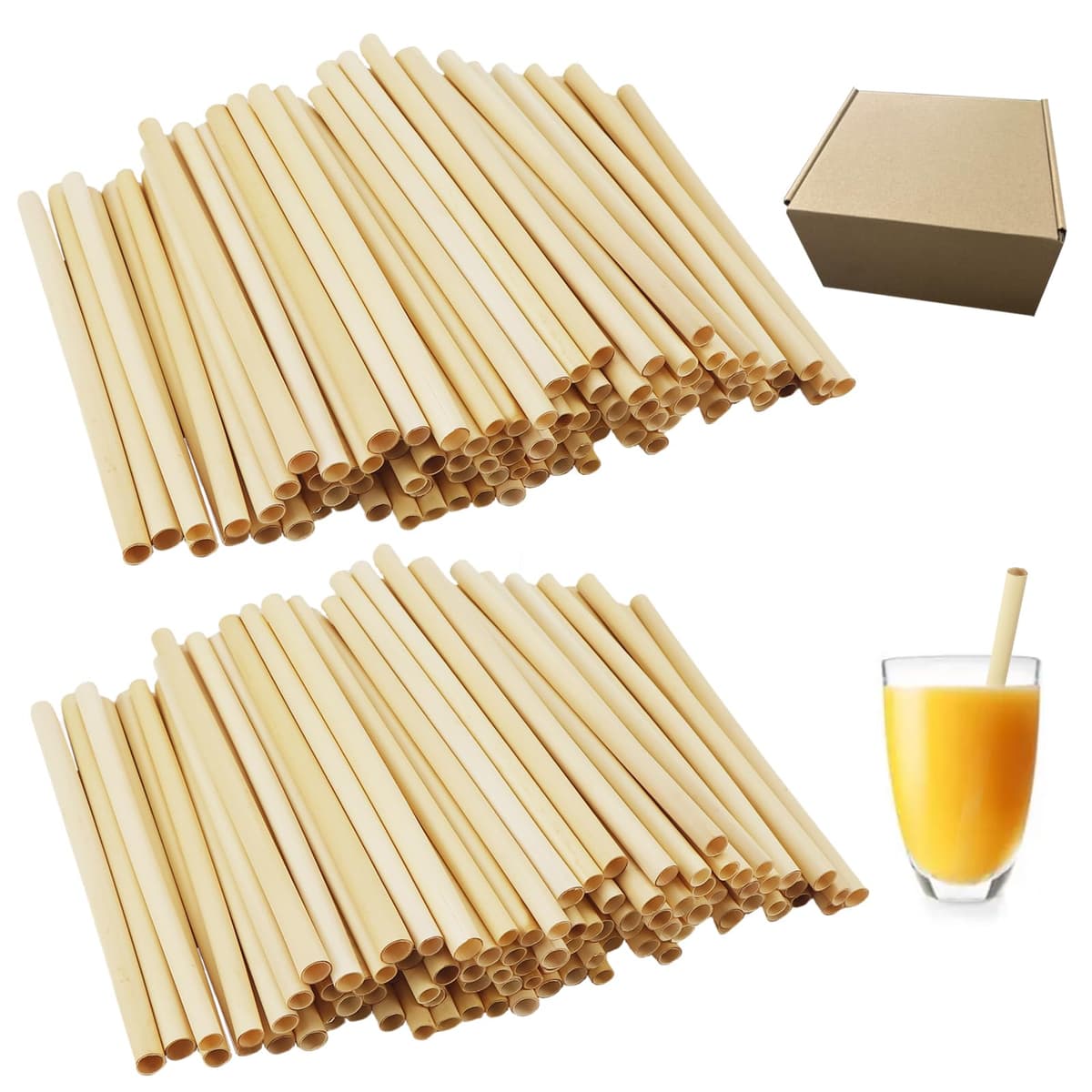 Mason Beehive Tubes, 200PCS Reed Pollination Bee Nesting Tubes, Bee House Tubes Refill,0.6-1cm Honeycomb Reed Tube, for Garden Honeybee Habitat Protection - Natural Reed Straws