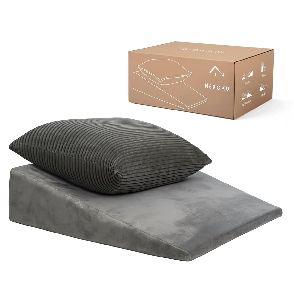 NEROKU® Cuña Antireflujo Adulto y Cojin Lectura Cama - Respaldo Cama y Almohada Cuña que Mejora Circulación, Descanso y Sueño - Almohada de Lectura y Almohada Antironquidos - Cojines Cama Cojines Sofa