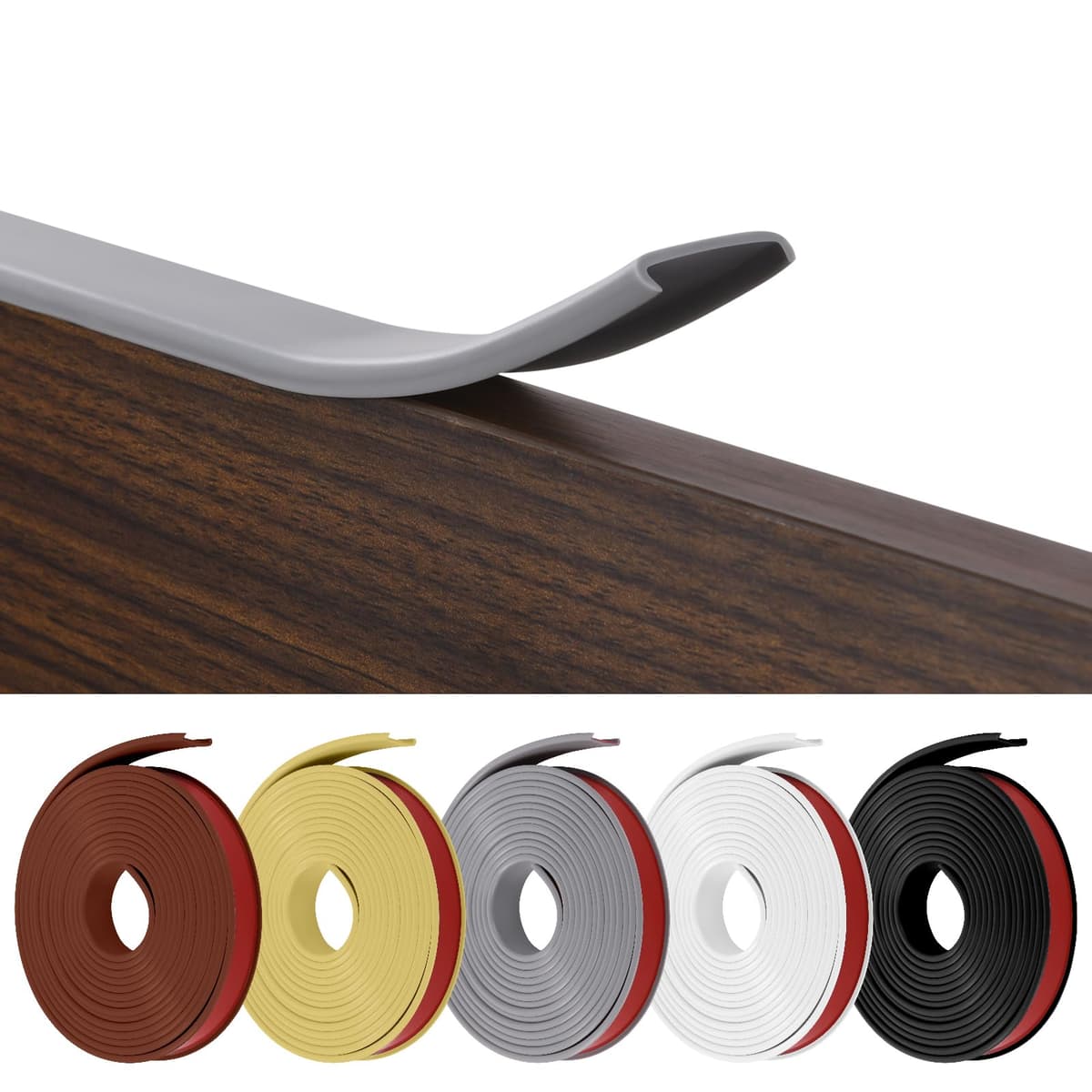 flintronic 5m*12mm U-Shape Flexible Furniture Edge Banding, Baby Safty Baby Edge Protector, Self Adhesive TPE Wood Edging Tape, DIY Furniture Edge Trim for Table, Cabinet, Furniture Restoration
