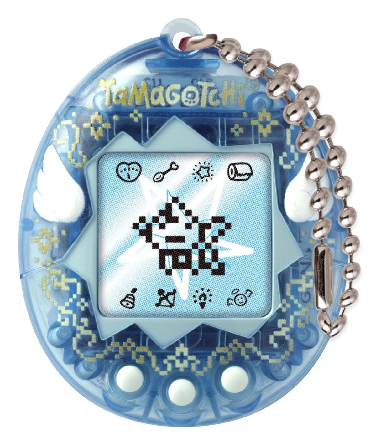 BANDAI Tamagotchi Angel Mascota Virtual Sky, Multicolor 42990 | Conviértete en su ángel guardián: aliméntalo, cuídalo, Juega y ayúdalo a evolucionar. ¡Una Mascota Celestial! +8 años