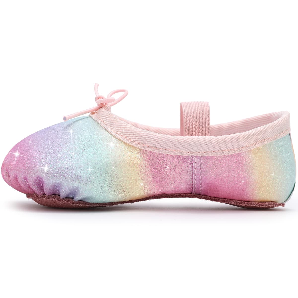 Zapatos de ballet para niñas, zapatos de ballet con purpurina, zapatillas de baile de piel, suela completa, zapatos planos de ballet para niños y niños pequeños