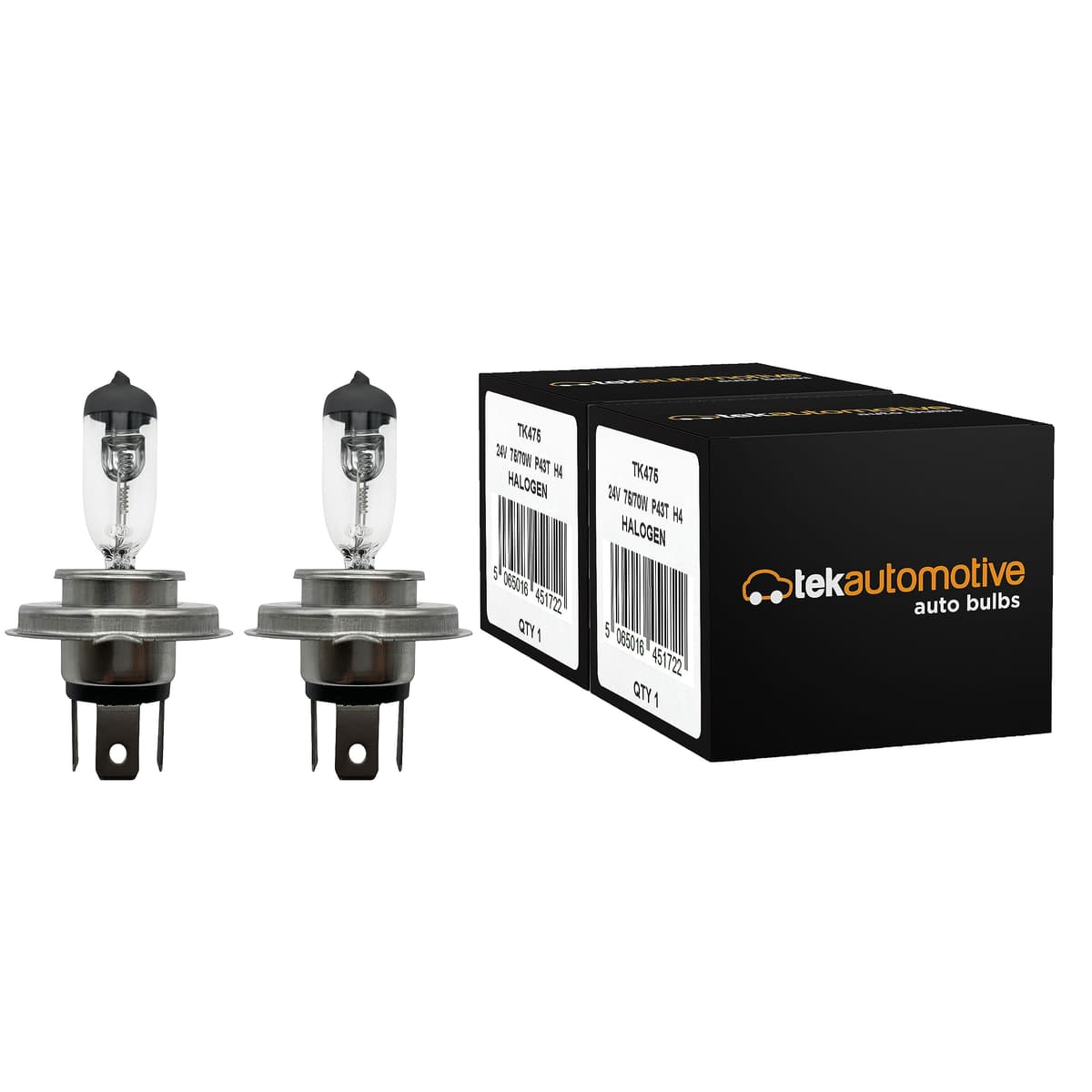 Tek Automotive Truck & Lorry H4 475 Headlight Bulbs 24V 75/70W Twin Pack – P43T Halogen E-Marked Road Legal