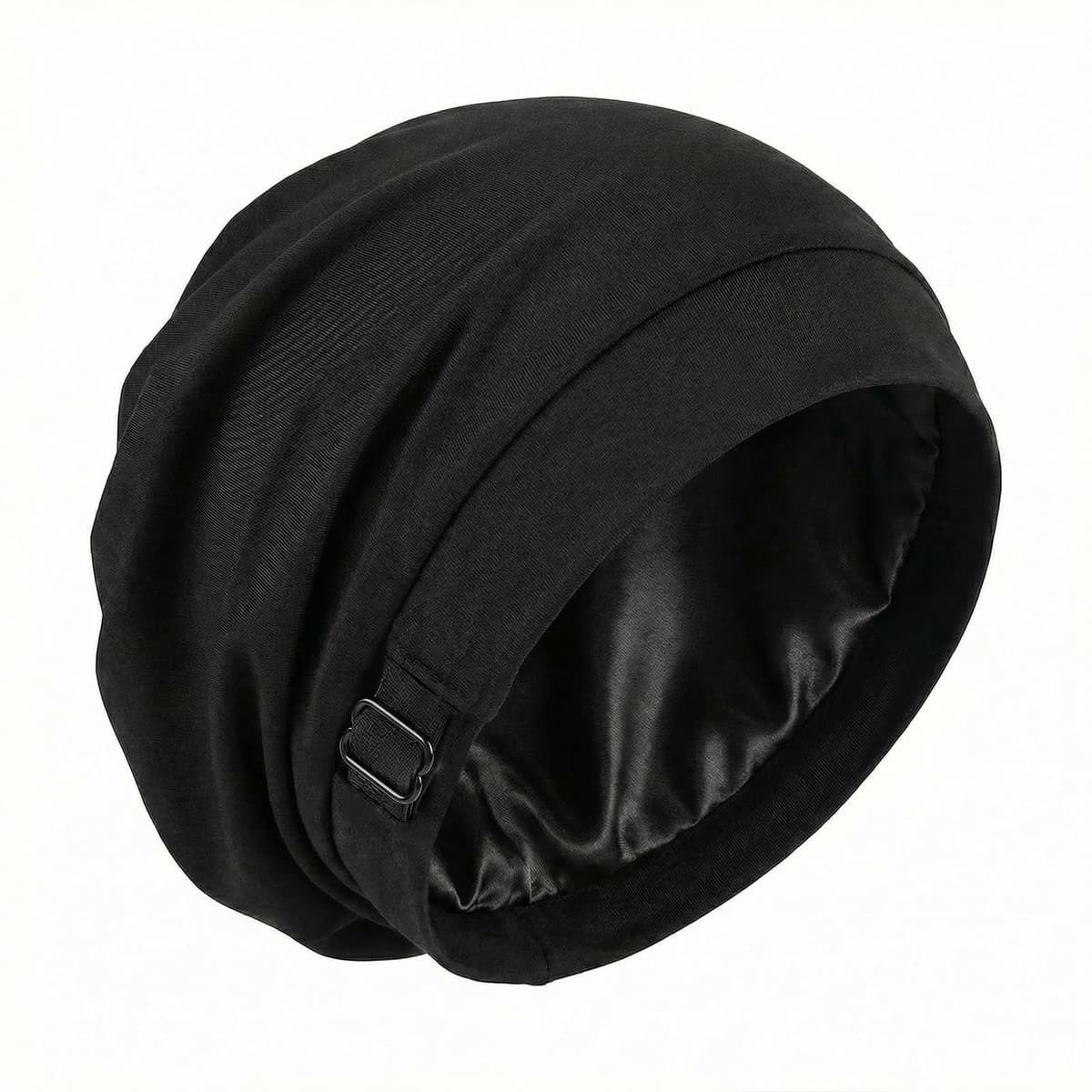 Gorro de seda para dormir de satén para hombre y mujer, gorro de dormir ajustable con banda ancha, gorro de satén de doble capa, como capó y capó de seda para rizar trenzas, pelo liso, antideslizante