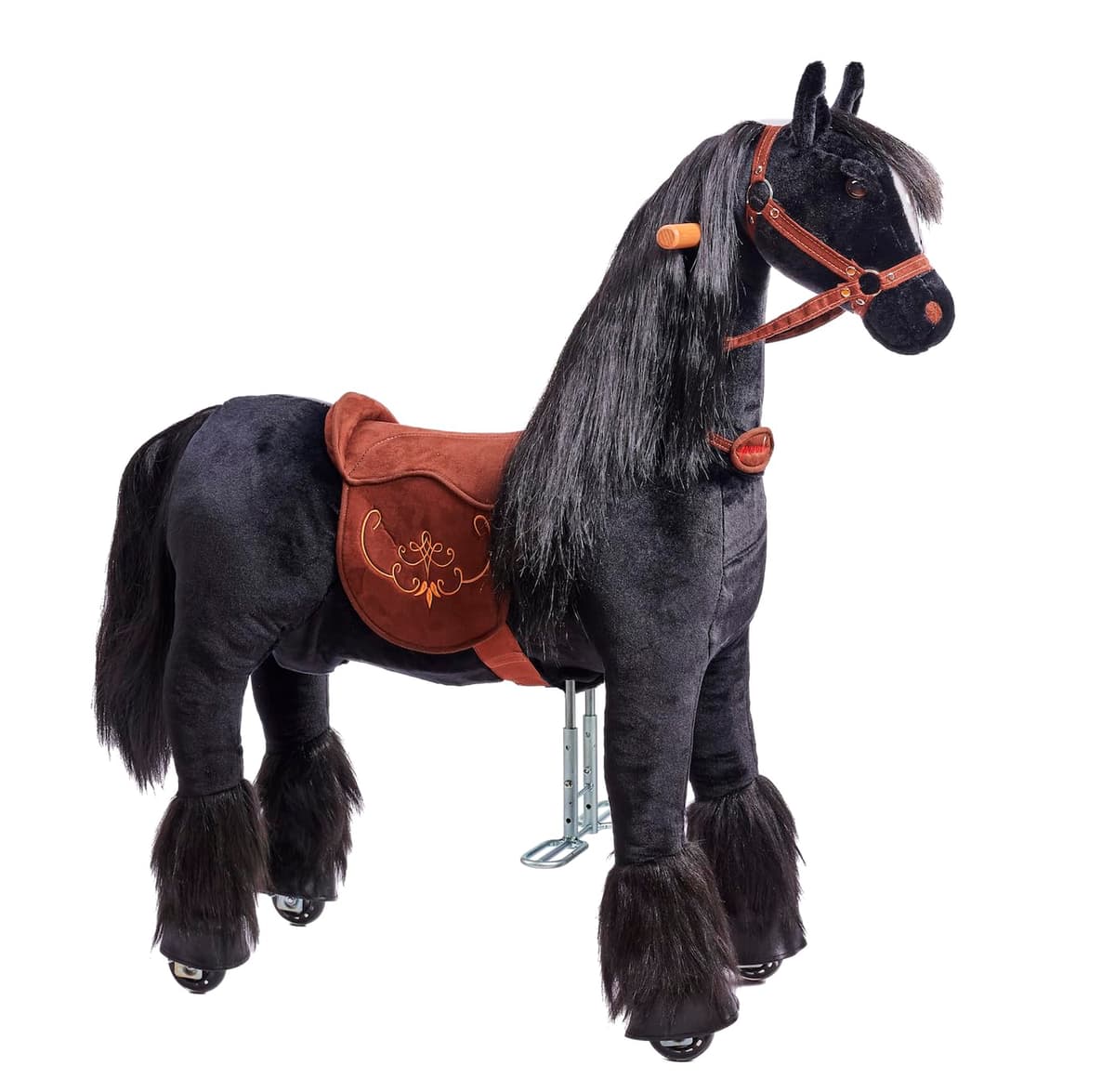 Ponnie Caballo de equitación para niños de 5 a 12 años, M, Caballo mecánico sobre Ruedas, Adecuado para niños a Partir de 5 años (requisito de Peso: mín. 13 kg hasta máx. 50 kg)
