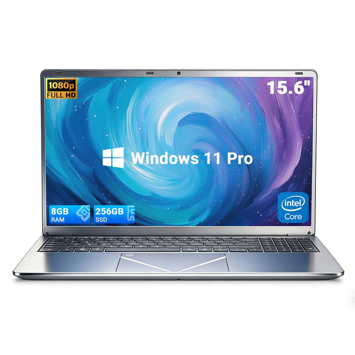 Laptop Core i3 de 15.6 pulgadas, computadora portátil de negocios Win 11, 8 GB de RAM, 256 GB SSD, USB 3.0 dual, teclado retroiluminado y huellas dactilares