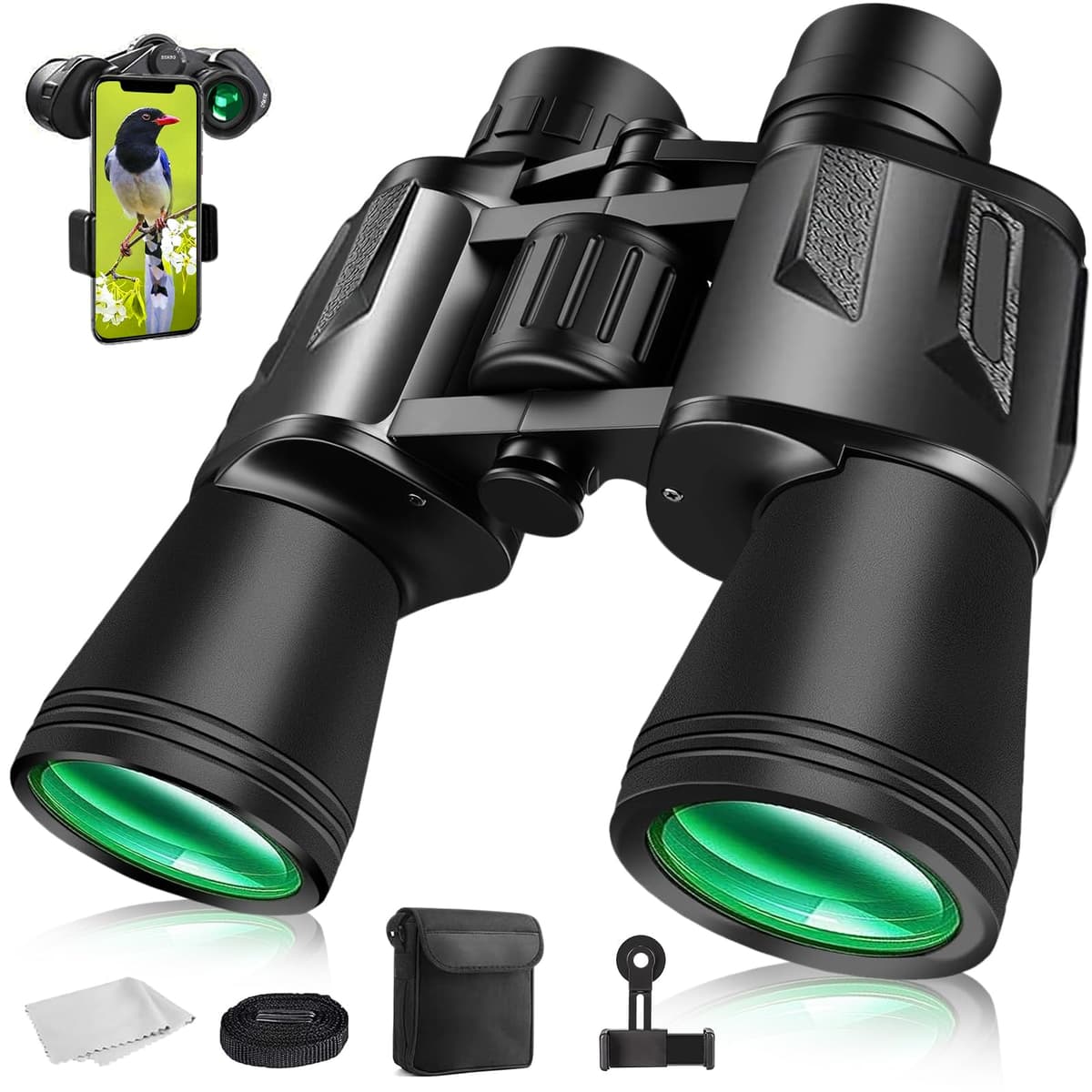 20x50 High Power Binoculars for Adults Bird Watching,Waterproof Binoculars Telescope with Clear Vision, BAK4 Prism, FMC Lens, Ideal Essenstials for Travel Camping Hiking Football Games Black