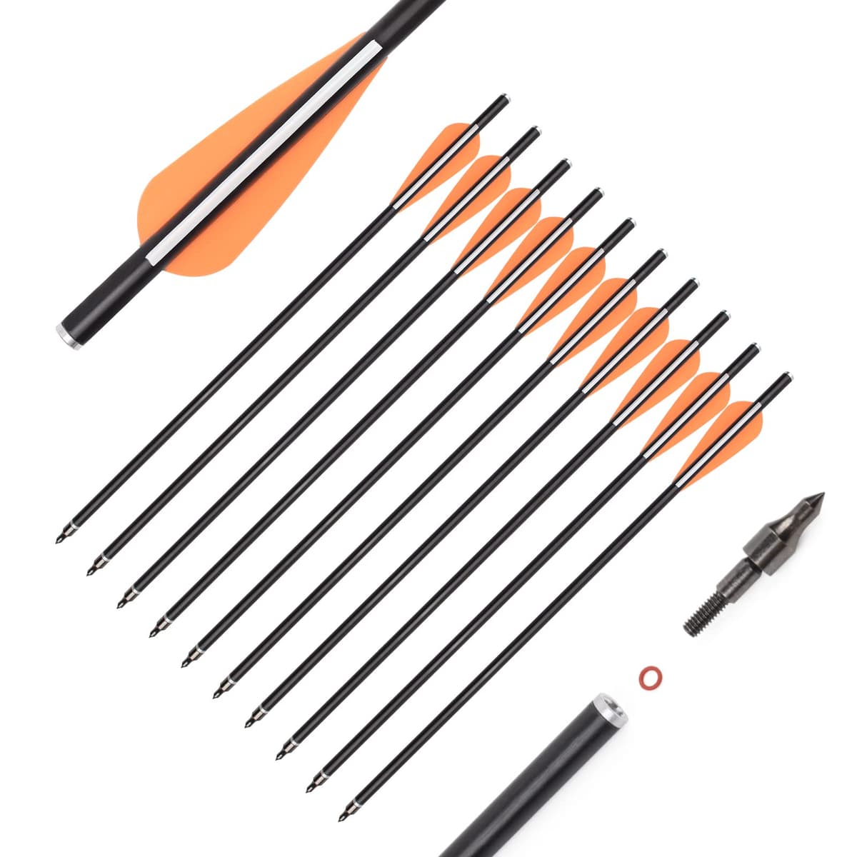 NIKA ARCHERY 12 Piezas de Pernos de Ballesta Flechas de Ballesta 14 16 Pulgadas Pernos de Fibra de Vidrio de Tiro con Arco con alas de 3 Pulgadas para Caza de Ballesta