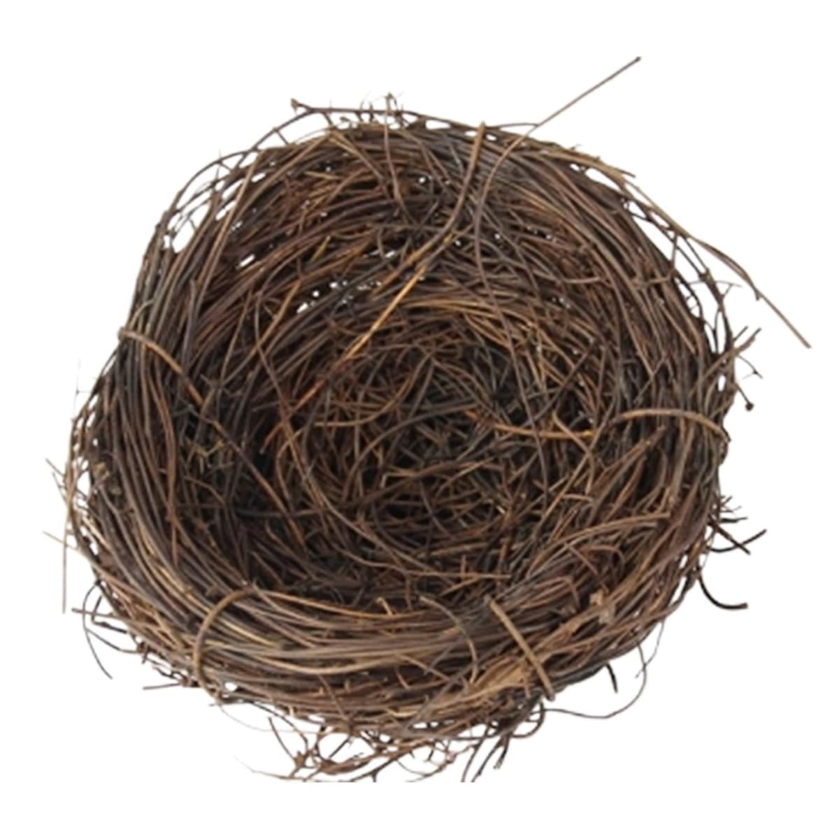 Nido de pájaros – Nido de loro tejido hecho a mano | Base plana para animales pequeños para jardín, accesorios de jaula de pájaros para hábitat, cabaña de césped natural para pinza, periquito, canario