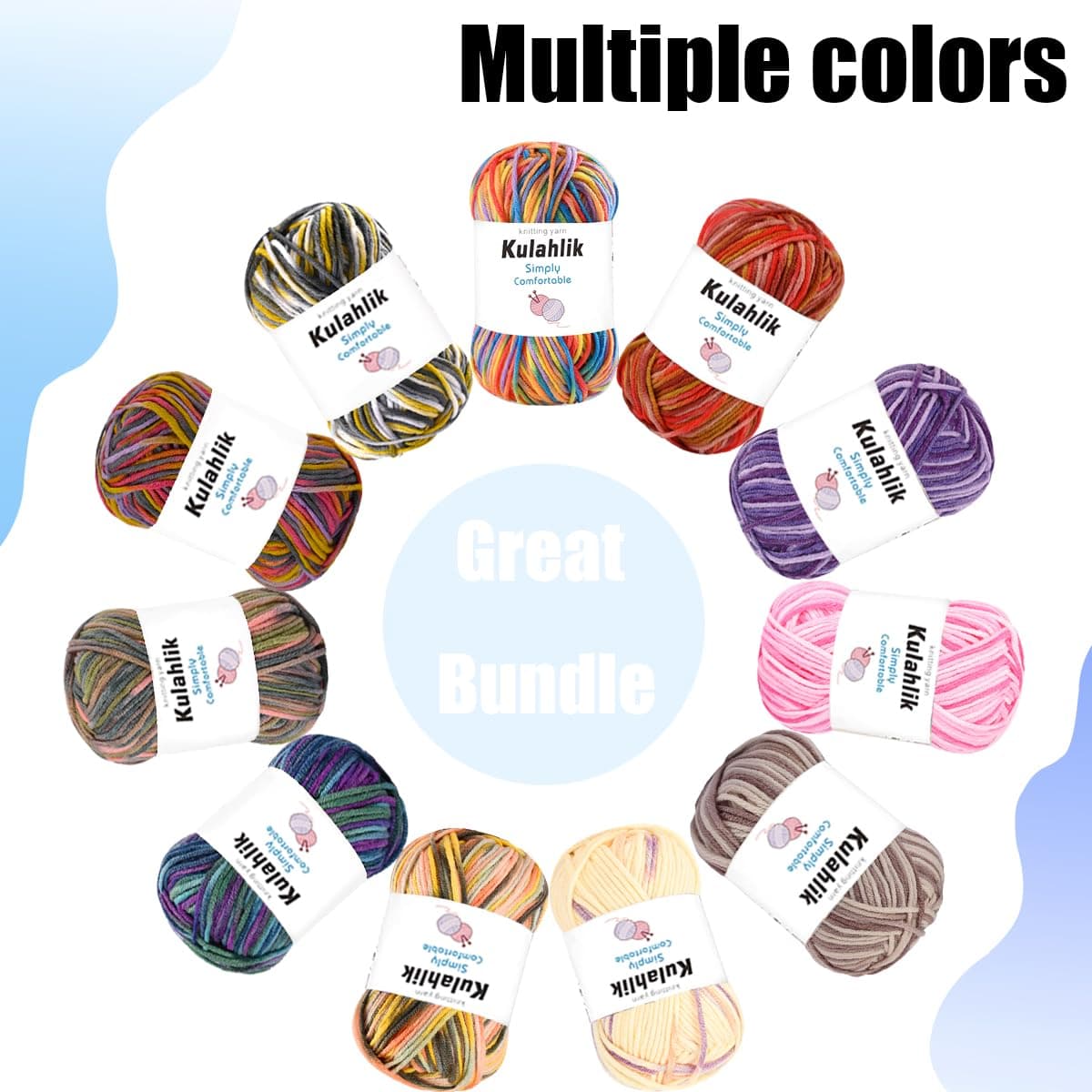 250g(5x50g) Acrylic Yarn for Crochet/Knitting, Colorful Gradient Yarn Thread, 5 Rolls Skeins, Perfect for Any Knitting Crochet and Crafts Mini Project — view 4