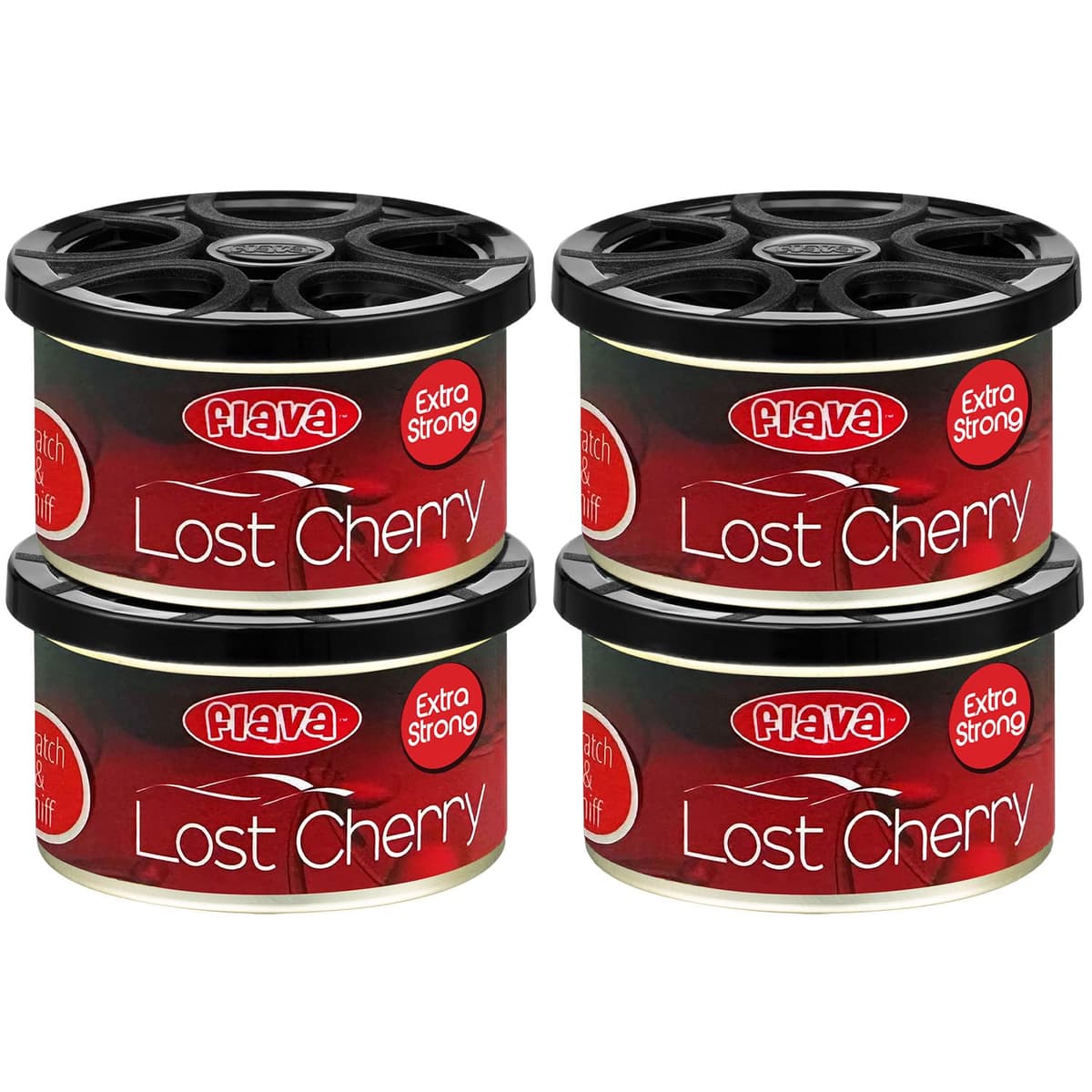 Flava Lost Cherry Couture Car Air Freshener Spray Turbo Can – Strong, Long Lasting Odour Eliminating Cherry Air Freshener Spray – Essential Car Accessories for Men and Women – 400ml, 4 Pack
