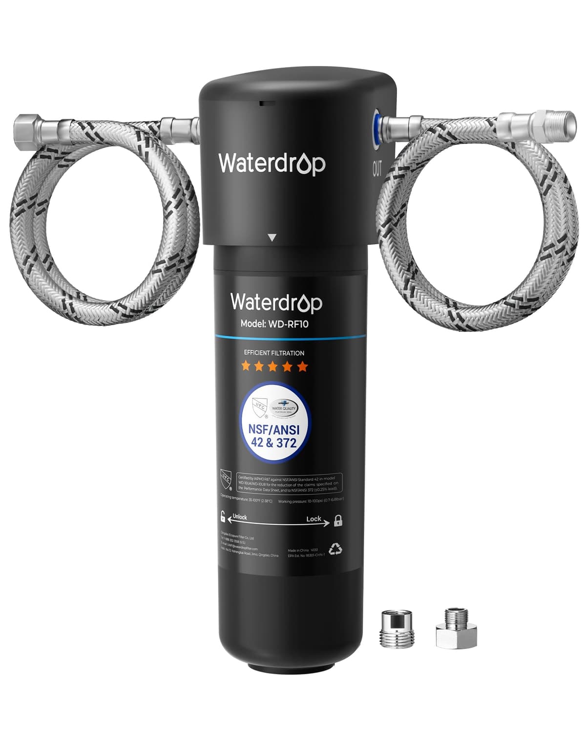 Waterdrop 10UA Sistema de Filtro de Agua para Debajo del Fregadero, 30.000 Litros Sistema de Filtrado de Agua de Alta Capacidad, Certificado NSF/ANSI 42, Reduce el 99,99% de Plomo, Cloro, Mal Sabor