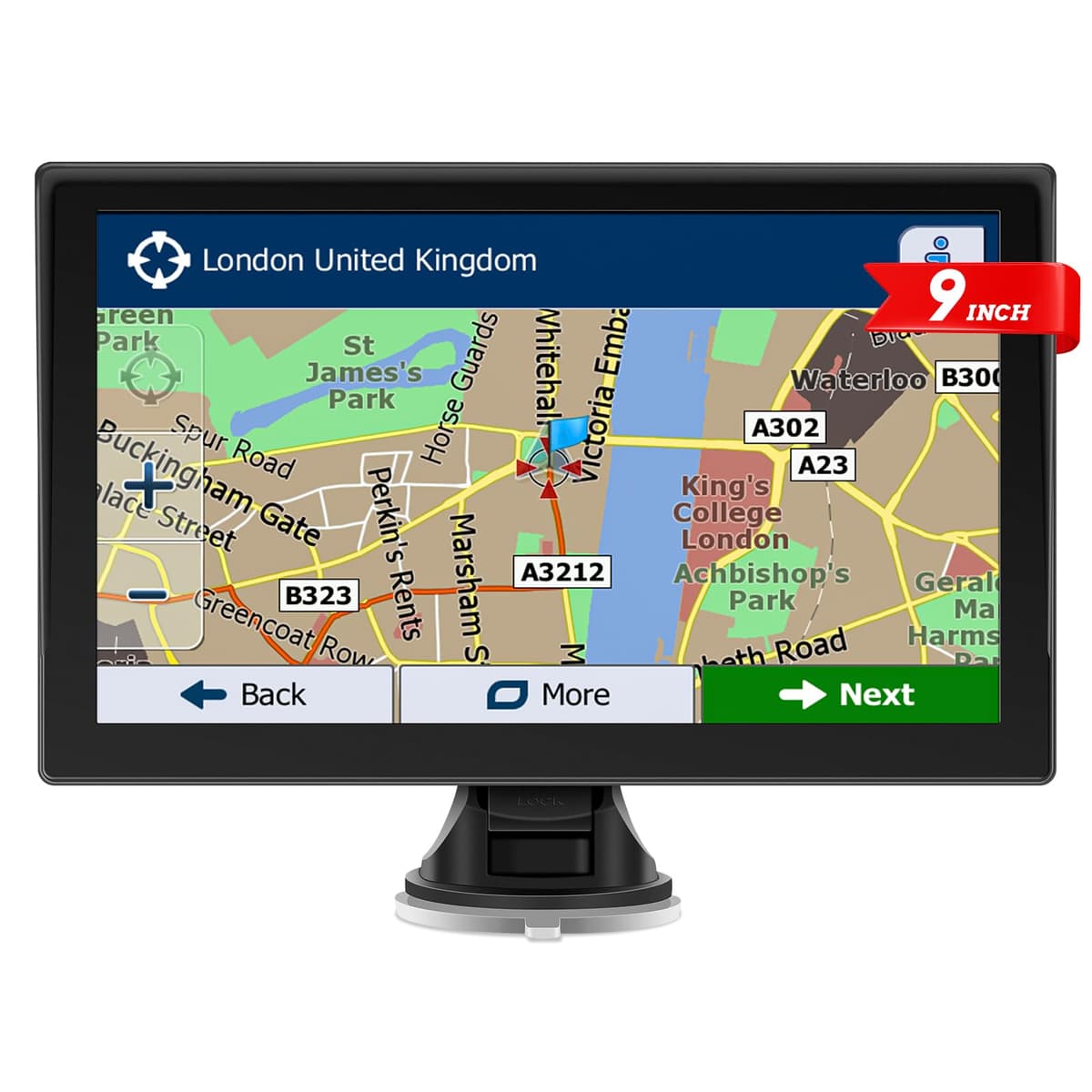 9 inch GPS Navigator Sat Nav for Car, Truck, with UK Europe Maps, Lifetime Free Updates, Support Postcode Search and Voice Guidance, Speed Camera Alert, Lane Guidance Assist, POI