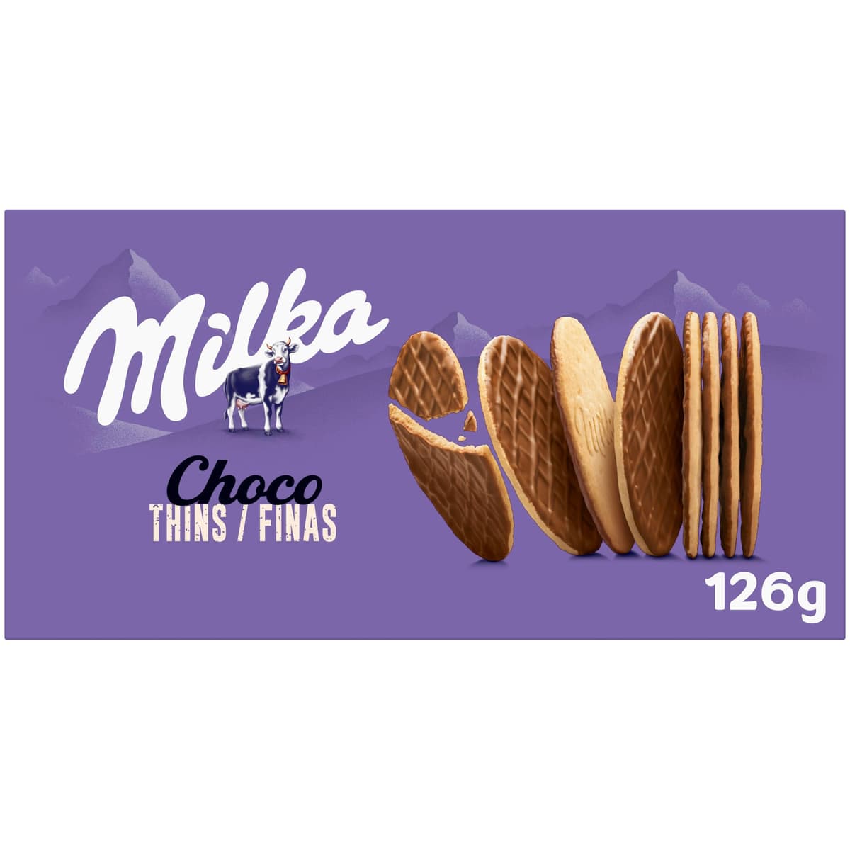 Milka Choco Finas Galletas con Chocolate con Leche de los Alpes, 126g