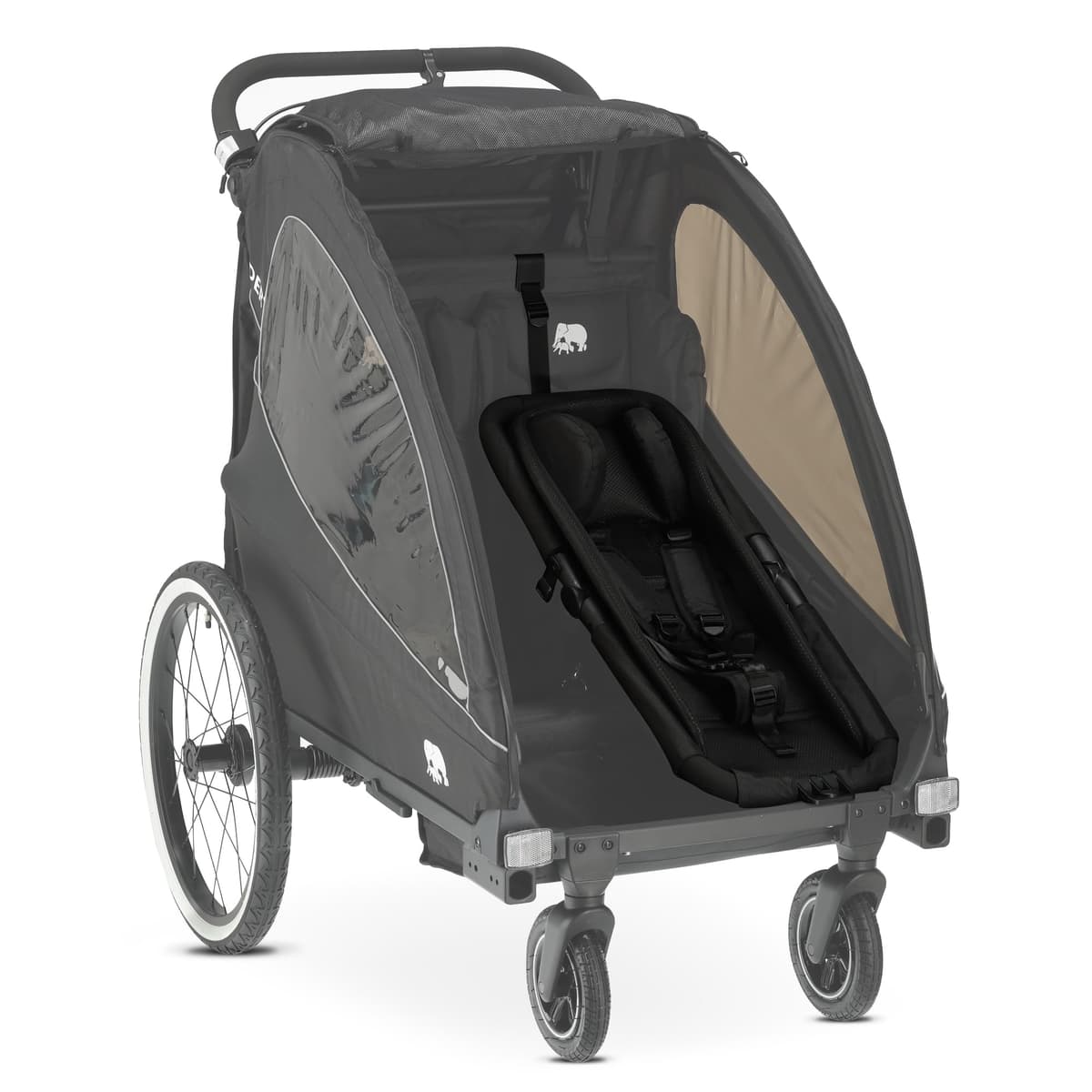 DERYAN Baby Seat for Bicycle Trailer - Toddler Insert with 5 Point Harness - Suitable from 6 Months - Soft Padded & Safe - Black