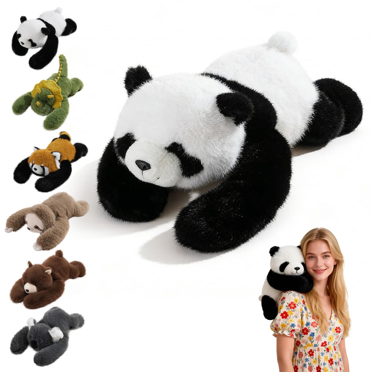 Weighted Panda Plush Teddy, Soft Stuffed Animal Plushies, Cuddly Toy for Comfort & Relaxation, Pookie the Panda Weighted Animals for Adults, Hugging Companion for Anxiety Relief & Sleep Support（45cm）